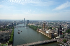 Utsikten från London Eye över Themsen, Big Ben och Westminster.