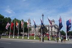 Parliament Square Garden med högsta domstolen i bakgrunden, Westminster.