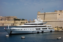 Lyxjakten Indian Empress, Vittoriosa Yacht Marina, Vittoriosa.