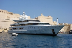 Lyxjakten Indian Empress, Vittoriosa Yacht Marina, Vittoriosa.