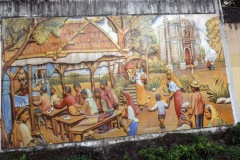 Graffiti på muren runt Manila South Cemetery längs Kalayaan Avenue, Makati, Manila.
