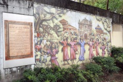 Graffiti på muren runt Manila South Cemetery längs Kalayaan Avenue, Makati, Manila.
