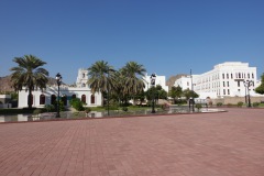 Administrativa byggnader vid Al Alam Palace, gamla Muskat.