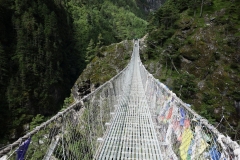 På väg över den berömda Edmund Hillary-hängbron.