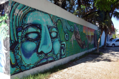 Graffiti längs norra delen av  Quinta Avenida, Playa del Carmen.