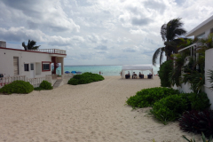 Bostadshus längs Playacar beach, Playa del Carmen.