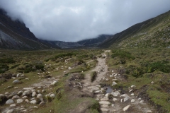 En titt uppåt längs Pheriche-dalen.