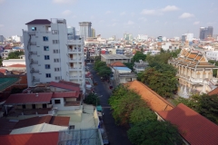 Utsikten från restaurangen vid frukosten högst uppe i Mondulkiri Boutique Hotel, Phnom Penh.