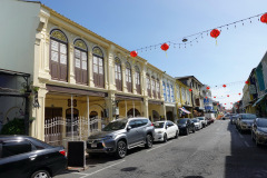 Byggnader i Sino-Portugisisk arkitekturstil, gamla staden, Phuket Town, Phuket.