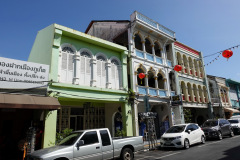 Byggnader i Sino-Portugisisk arkitekturstil, gamla staden, Phuket Town, Phuket.