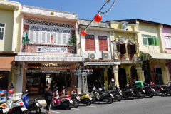 Byggnader i Sino-Portugisisk arkitekturstil, gamla staden, Phuket Town, Phuket.