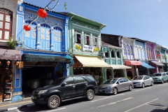 Byggnader i Sino-Portugisisk arkitekturstil, gamla staden, Phuket Town, Phuket.