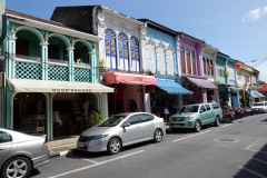 Byggnader i Sino-Portugisisk arkitekturstil, gamla staden, Phuket Town, Phuket.