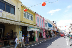 Byggnader i Sino-Portugisisk arkitekturstil, gamla staden, Phuket Town, Phuket.