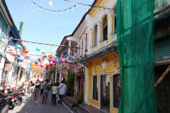 Byggnader i Sino-Portugisisk arkitekturstil, gamla staden, Phuket Town, Phuket. Gatan heter Soi Rommanee.