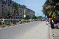 Bostadshus byggda i sovjetstil längs Karume Road, Ng'ambo, Zanzibar Town, Unguja.