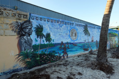 Graffiti längs stranden, San Pedro, Ambergris Caye.