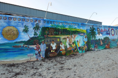 Graffiti längs stranden, San Pedro, Ambergris Caye.