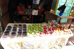 Fruktstånd längs vägen ner från Parque Nacional El Boquerón, Volcán San Salvador.