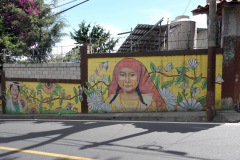 Murmålning längs vägen på promenaden ner från Parque Nacional El Boquerón, Volcán San Salvador.