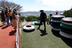 Toppen av rutschbanan vid restaurang Picnic Steak House, San Salvador.