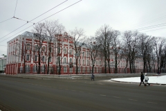 Vacker arkitektur, Vasilyevsky island, Sankt Petersburg.
