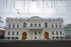 Vacker arkitektur, Vasilyevsky island, Sankt Petersburg.