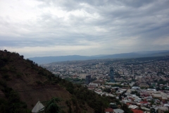 Utsikten från bergbanan upp till Mtatsminda Park, Tbilisi.
