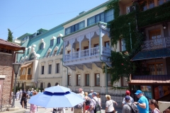 Arkitekturen längs vackra Ioane Shavteli St, Tbilisi.