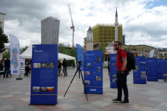 EU-utställning , Skanderbeg Square, Tirana.