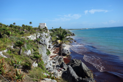 Kusten vid Zona Arqueológica de Tulum.