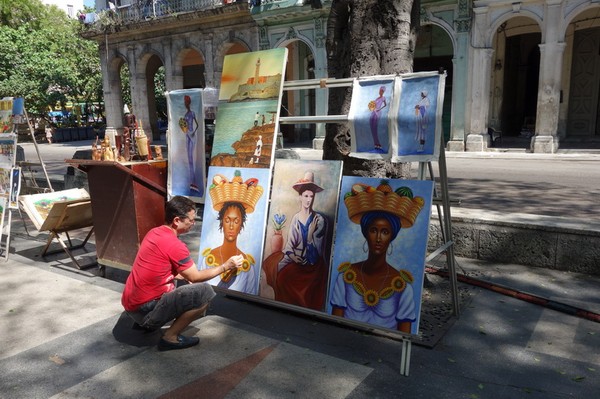 Konst längs Pradon, Centro Habana, Havanna.