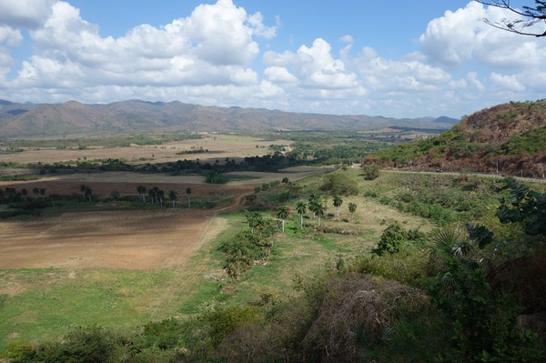 Utsikten från Mirador de la Loma del Puerto i Valle de los Ingenios drygt 6 kilometer öster om Trinidad.