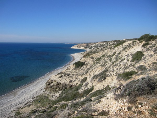 Naturen i närheten av Aphrodite's Rock på Cyperns sydkust.