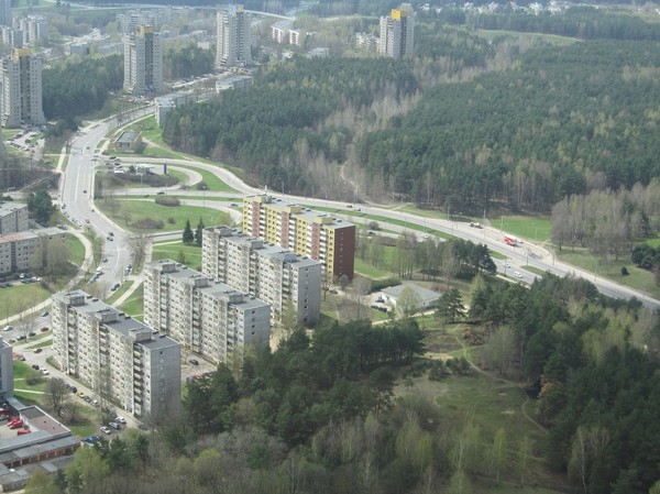 Uppe på observation deck på 190 meters höjd i Vilnius TV Tower, Vilnius.