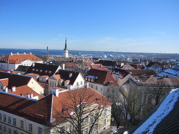 Uppe i domkyrkans torn, Toompea (domberget), gamla staden i Tallinn. Fantastisk utsikt.