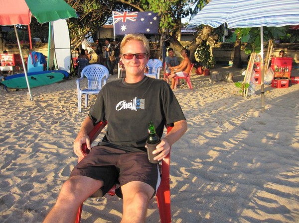 Stefan på Kuta beach, Bali.