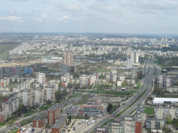 Uppe på observation deck på 190 meters höjd i Vilnius TV Tower, Vilnius.