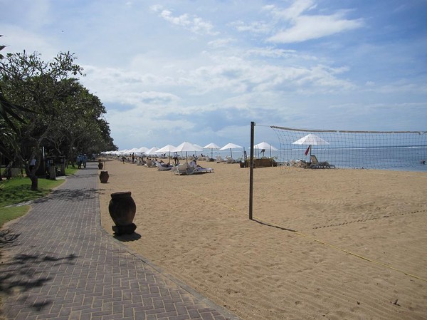 Stranden vid Bali Hyatt, Sanur beach, Bali.