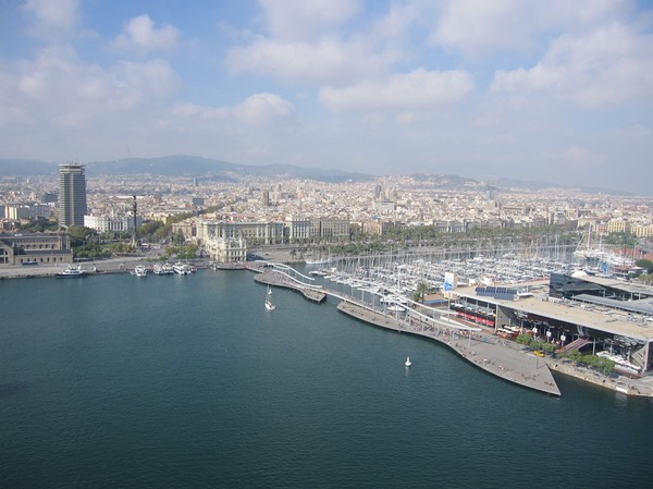 Linbanan till Montjuïc från Barceloneta, Barcelona.