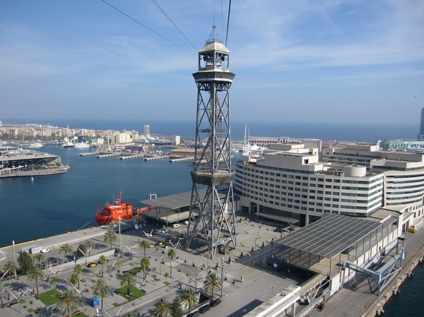 Linbanan till Montjuïc från Barceloneta, Barcelona.