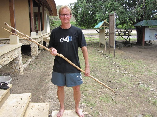 Stefan med the magic stick, Rinca island.