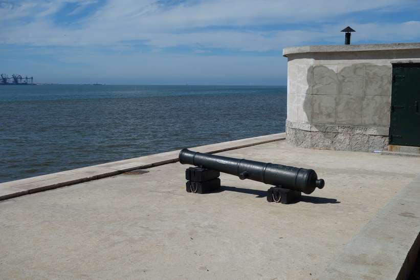 Utsikt över Rio Tejo vid Torre de Belém, Belém, Lissabon.