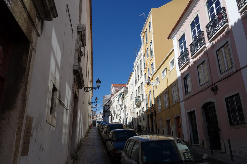 Promenaden från Miradouro de Santa Catarina till Praça do Príncipe Real, Lissabon.
