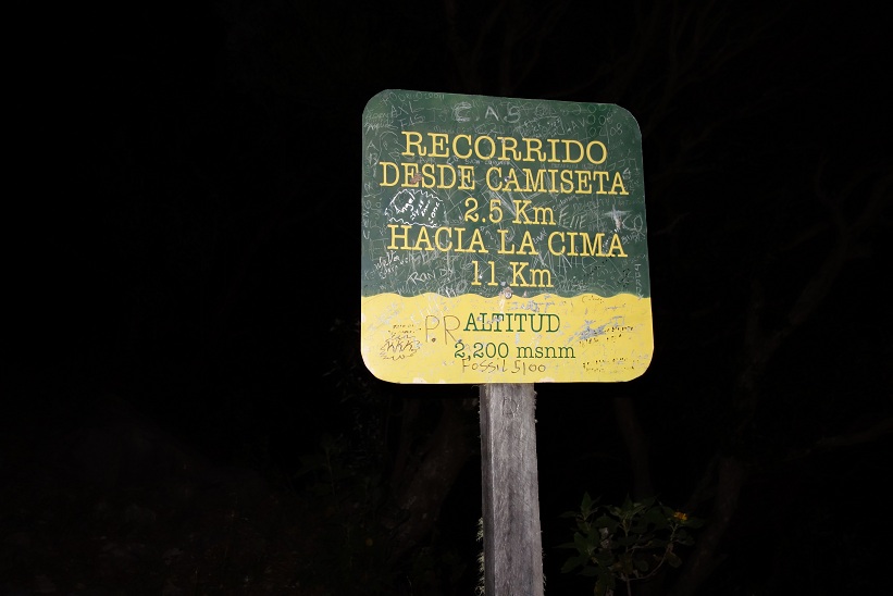 2.5 km avverkade, 11 km kvar att gå. Volcán Barú på 2200 meters höjd över havet.