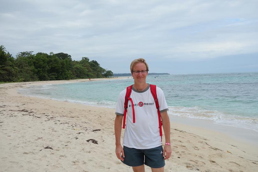 Stefan på norra sidan av vackra Cayo Zapatilla I, Bocas del Toro.