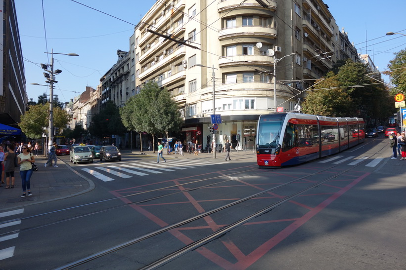 Gatuscen i centrala Belgrad.