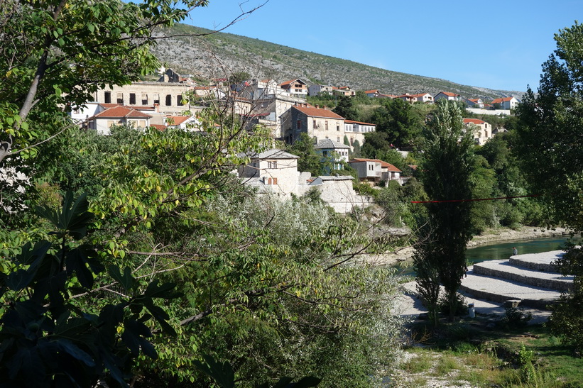 Utsikt från den fina restaurangen Hindin Han, Stari grad (gamla staden) Mostar.