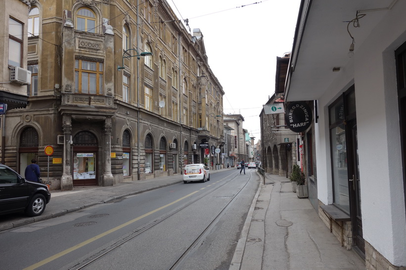 Gatuscen i centrala Sarajevo.