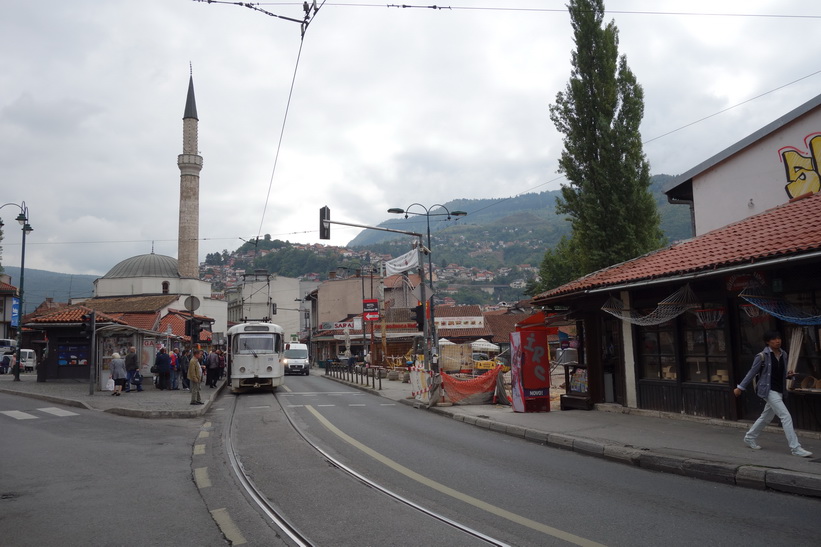 Gatuscen i centrala Sarajevo.